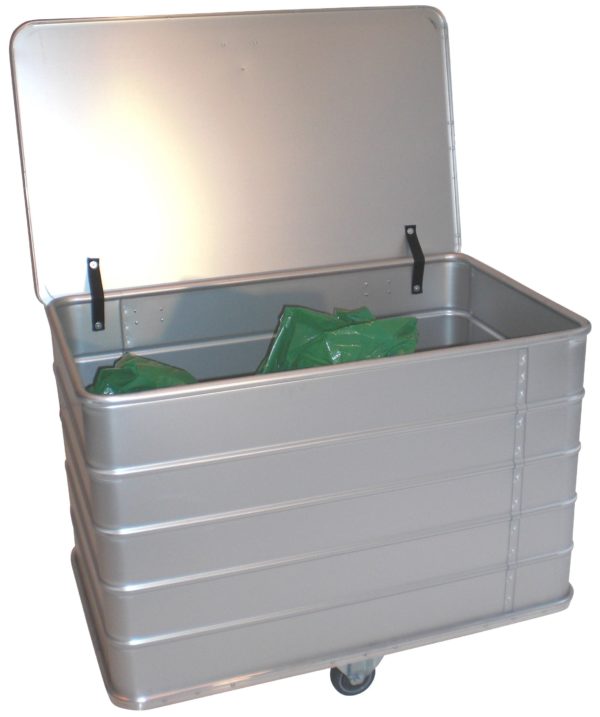 bac aluminium à déchets avec couvercle