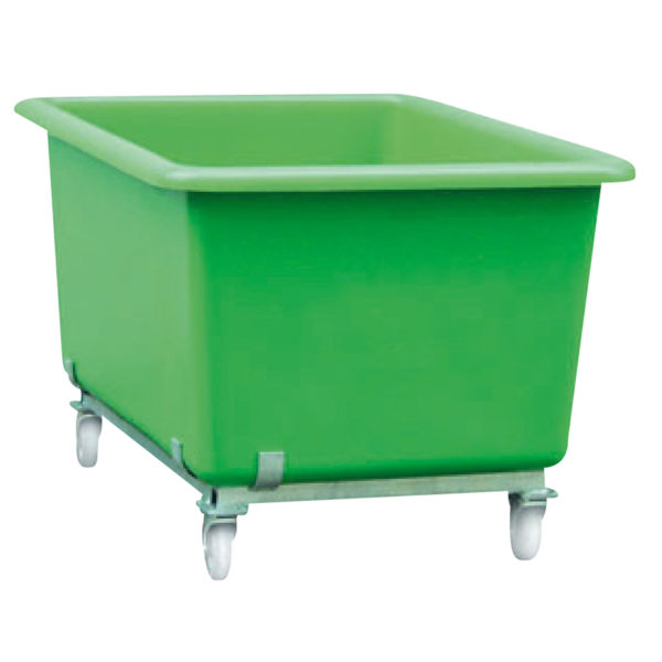 Bac plastique vert sur roues